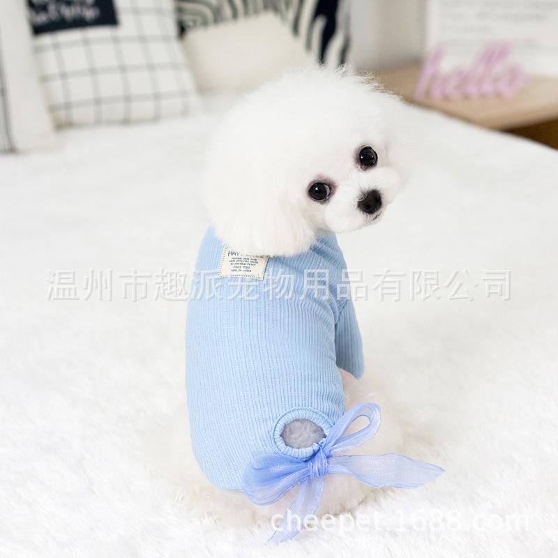 Autumn and Winter New Dog Clothes Cute Ribbon Bow Sweater Small Dog Teddy Cat Pet Clothing Puppy Clothes Puppy Sweater