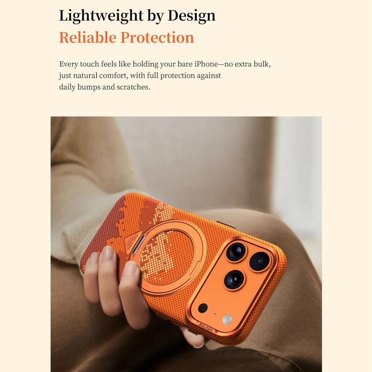SULADA Kevlar Pixel Grid Texture Rotation Magnetic Holder Phone Case