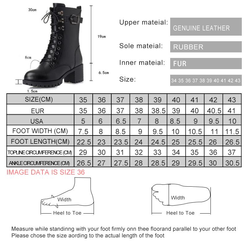 Fashion AIYUQI 2025 Genuine Leather Women Biker Boots Size 41 42 43 Lace Fashion Women Snow Boots High-heeled Thick Wool Boots