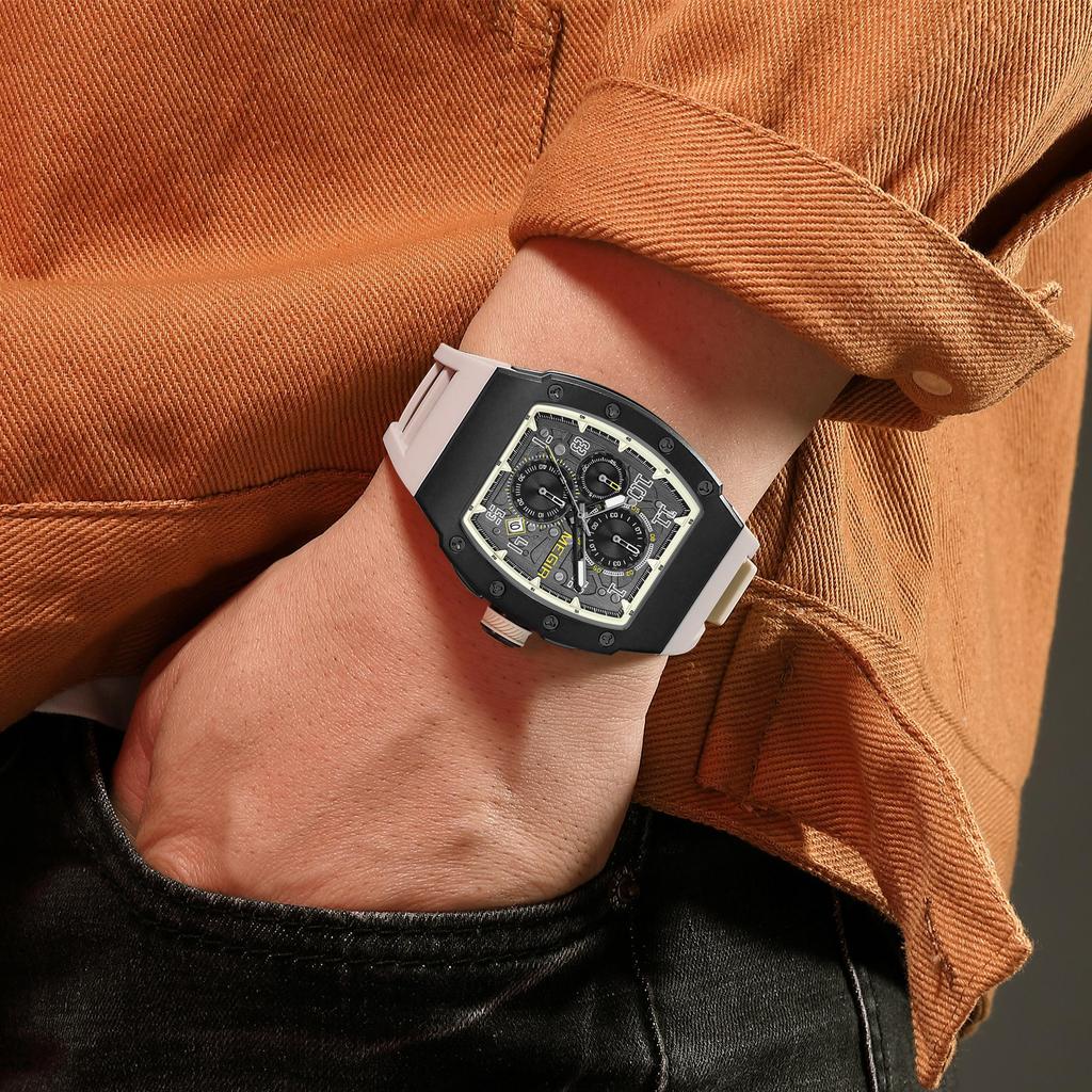 Megir Mode Sportuhren für Herren Edelstahlgehäuse Wasserdicht Leuchtend Militär Quarz Chronograph Automatisches Datum Reloj Hombre 8411