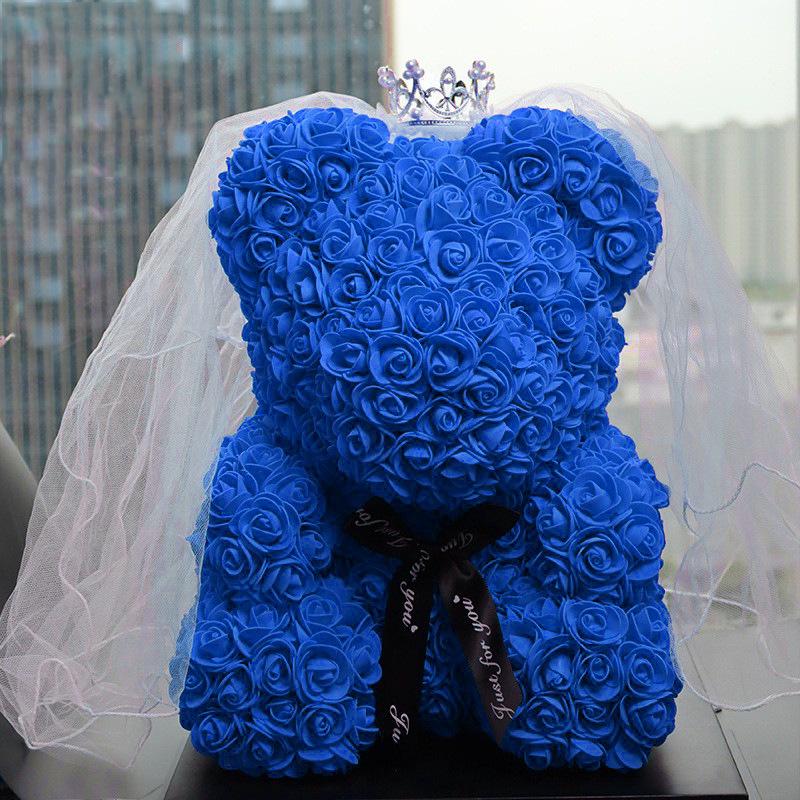 Eternal Flower Crown & Veil: Rose Bear Gift Box for Birthdays, Valentine's, Qixi, & Christmas