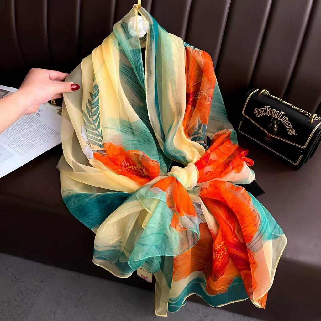 Silk Scarf Foulard Female Headbanda Luxury Hijab Women Warm Pashmina Beach Stoles Scarves Echarpe Shawl Wrap Echarpe Bandana