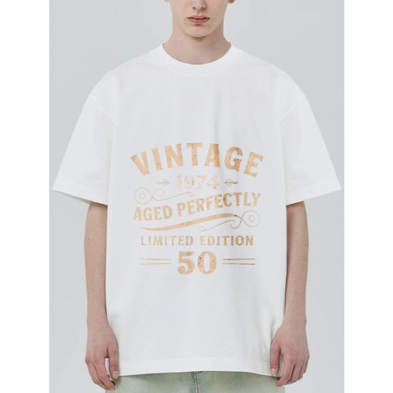 

Vintage T Shirt Black 1974 Aged Perfectly Limited Edition 50th Birthday Gift for Men Women Casual Wear Party Celebration Apparel XXXXL