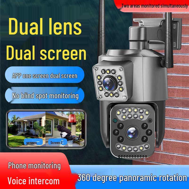 V380 Pro Dual Lens Outdoor WiFi Surveillance Camera with Network Port, 4MP Bullet Design