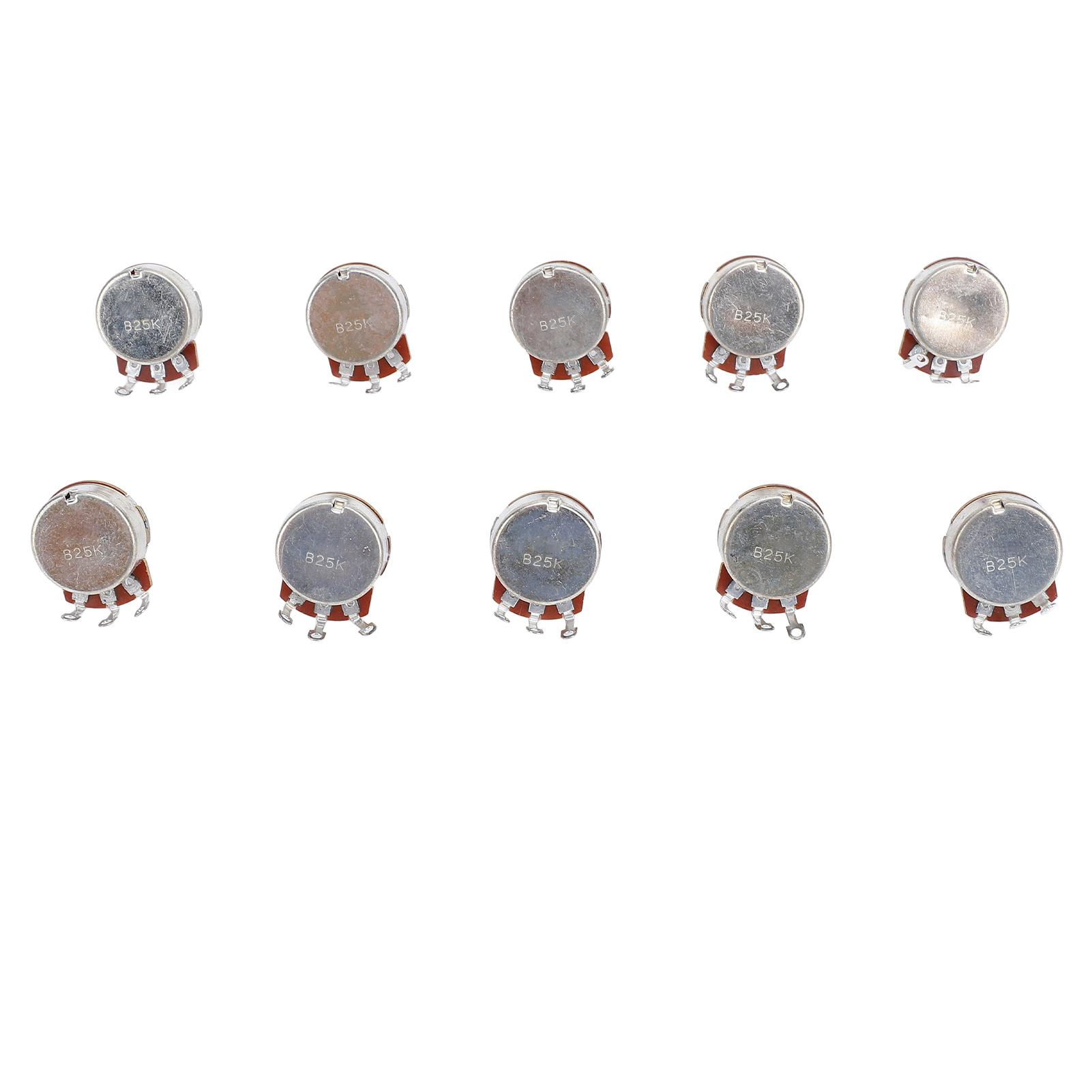 

10 Pcs Guitar Potentiometer 18mm Shaft 25K Ohm Bass Metric M8 Electric Bass Guitar Pots for Volume Tone Control B25K