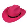 Unisex Western Cowboy Hat Wide Brim Roll‑Up Brim Double‑Top Felt Fedora Hat,10 Colors,Multiple Optional Detachable Hat Bands