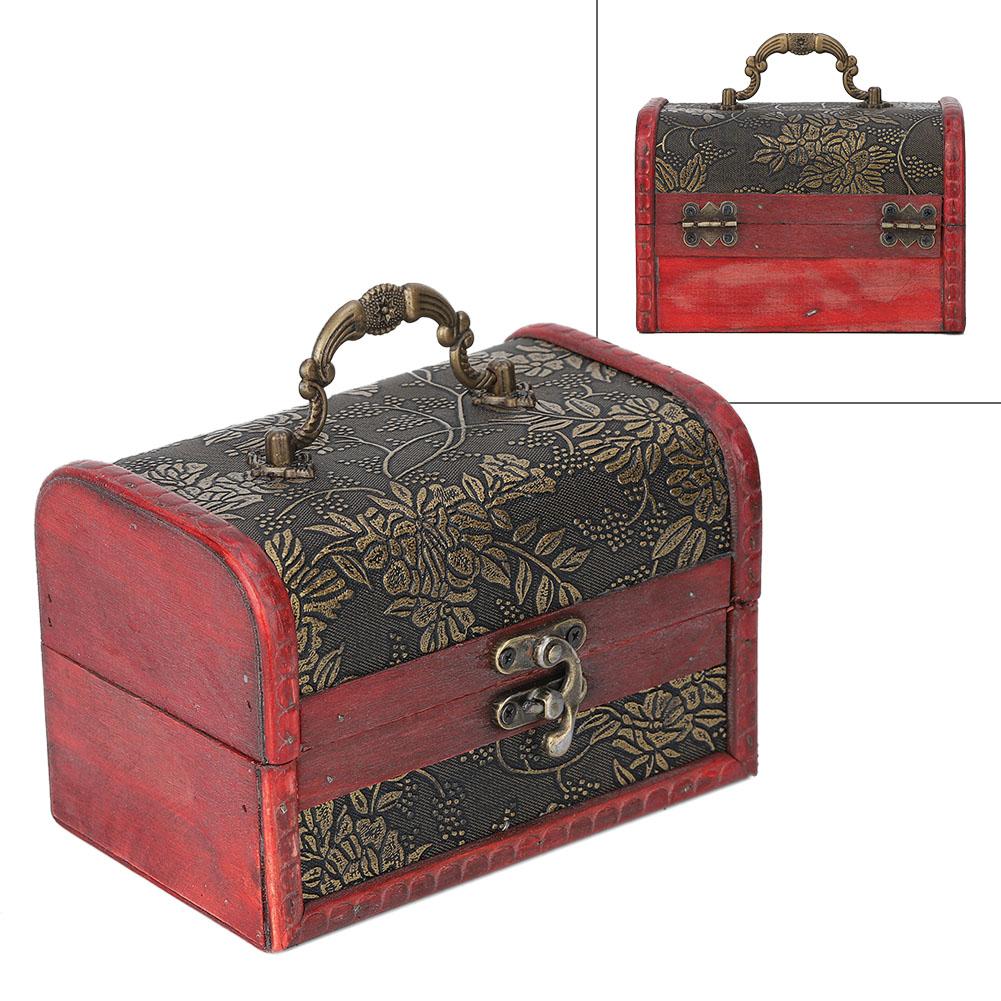 Vintage Square Jewelry Storage Box Handmade Wooden Decorative Display Case