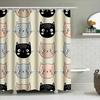 Cute Cat Shower Curtain Modern Bathroom Decor For Kids Room Black White Pink Blue Cartoon Pattern Print Waterproof Fabric With H