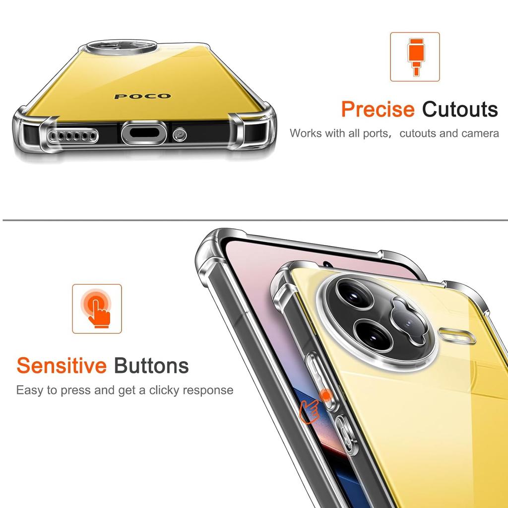 TPU Transparent Case for Xiaomi Poco F7 Ultra F7 Pro 5G Protective Cover Four Corners Shockproof Bumper Coque Fundas