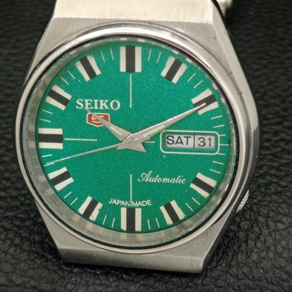 VINTAGE SEIKO 5 AUTOMATIC 6309A JAPAN MENS GREEN COLOR DIAL WATCH a702100-5 R208-a702100