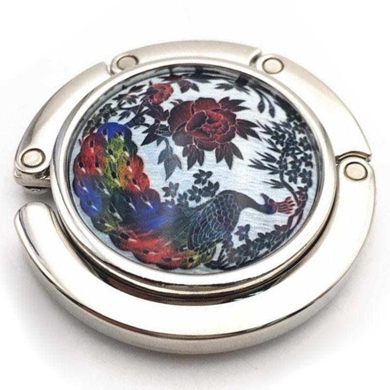 Bolsa dobrável bolsa bolsa gancho cabide suporte borboleta/libélula/pavão presente