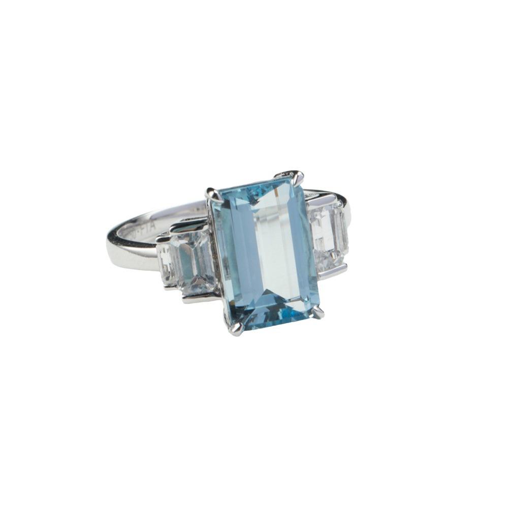 S925 Sterling Silver Aquamarine Zirconia Adjustable Women’s Ring