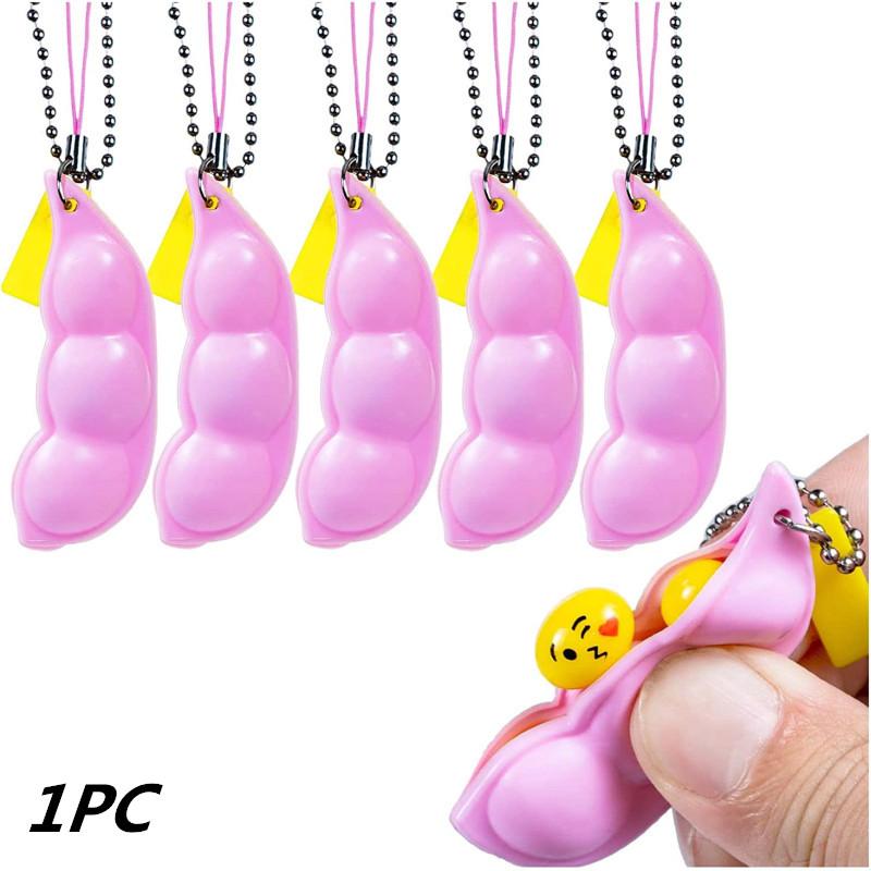 Fidget Toys Decompression Edamame Toys Squishy Squeeze Beans Keychain Cute Stress Adult Toy Rubber Girls Boys Xmas Gift
