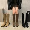 Western Cowboy Martin Boots Fashion Skinny Boots Women's Shoes 2025 New Autumn Retro Suede Knight Boots Boots Boots