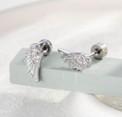 1Pc Women Creative Fashion Wings Ear Bone Nails Angel Earrings Minimalist  Handmade
