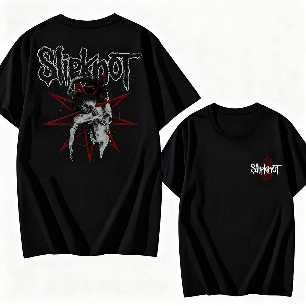 Prepare for Hell Tour Shirt Heavy Metal Cotton Tees Man Rock Band T-shirt Men's Slipknots Double Sided Print Short-sleeve Tops