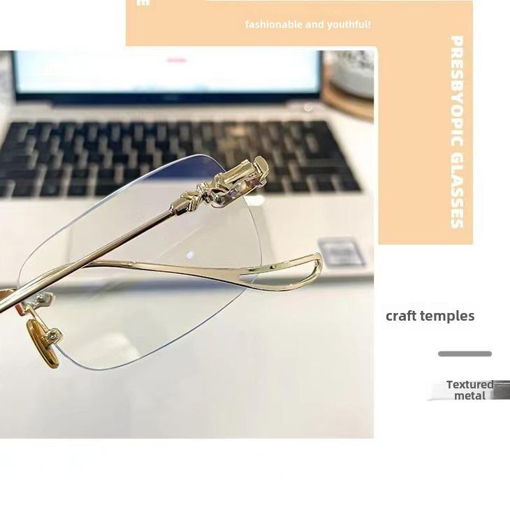 Farbwechselnde randlose Anti-Blaulicht-Retro-Lesebrille für Herren & Damen