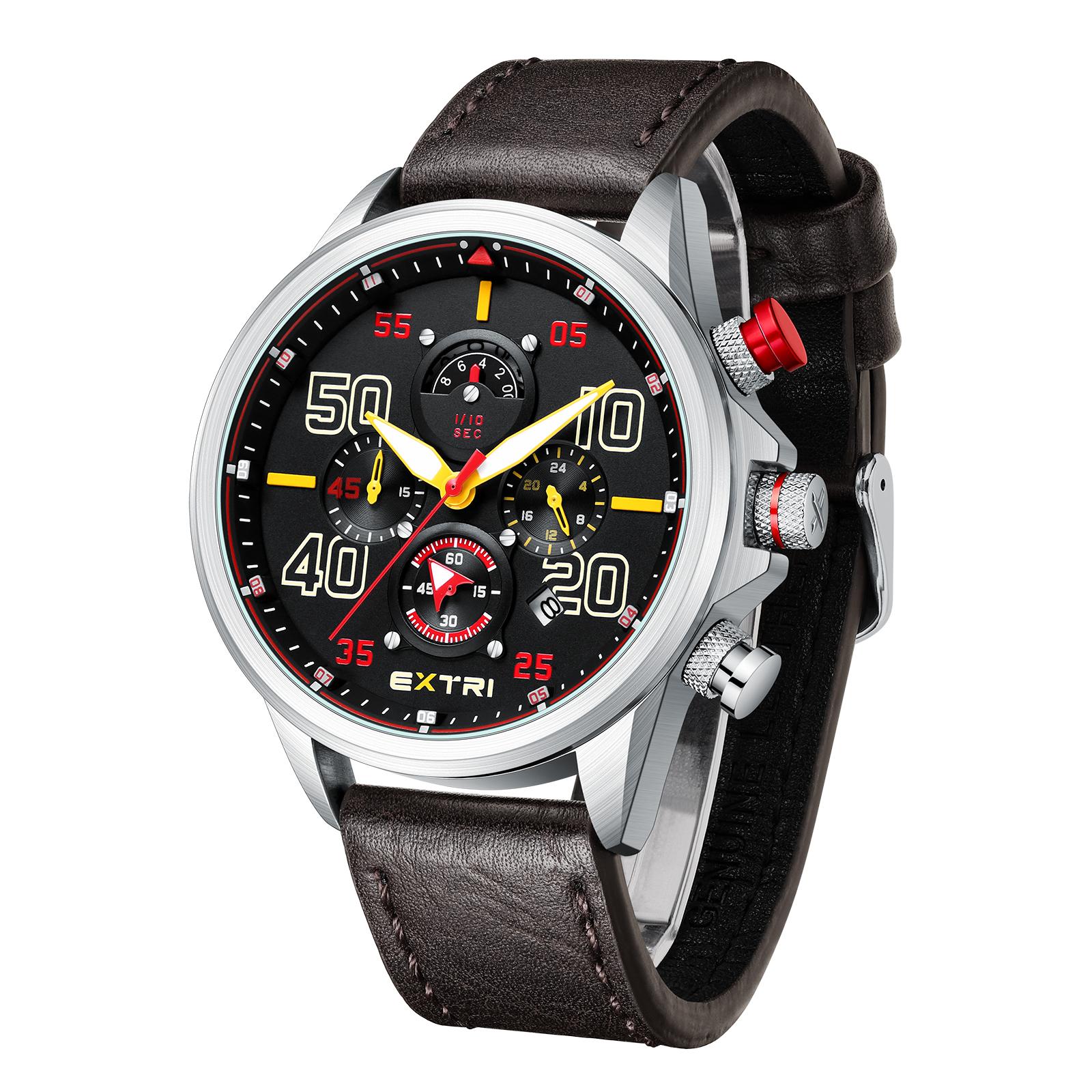 

Классические деловые часы Мужские кварцевые часы Роскошные мужские часы Календарь Мужские часы Часы с кожаным ремешком коричневый/серебряный