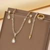 European-American Bridal Jewelry Set: Necklace, Bracelet, Ring, Zircon Earrings - Perfect for Weddings and Evening Dresses