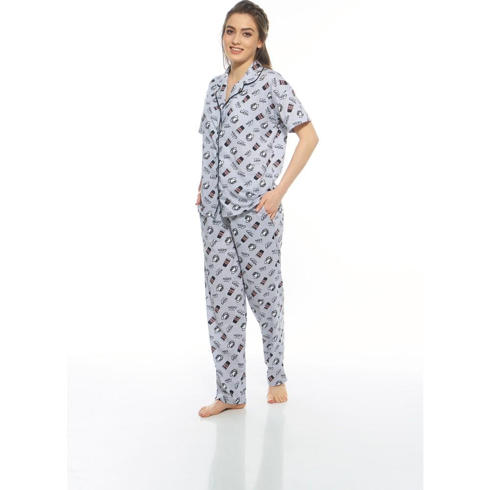 Estiva Set Pijama de Damă din Bumbac cu Model și Nasturi