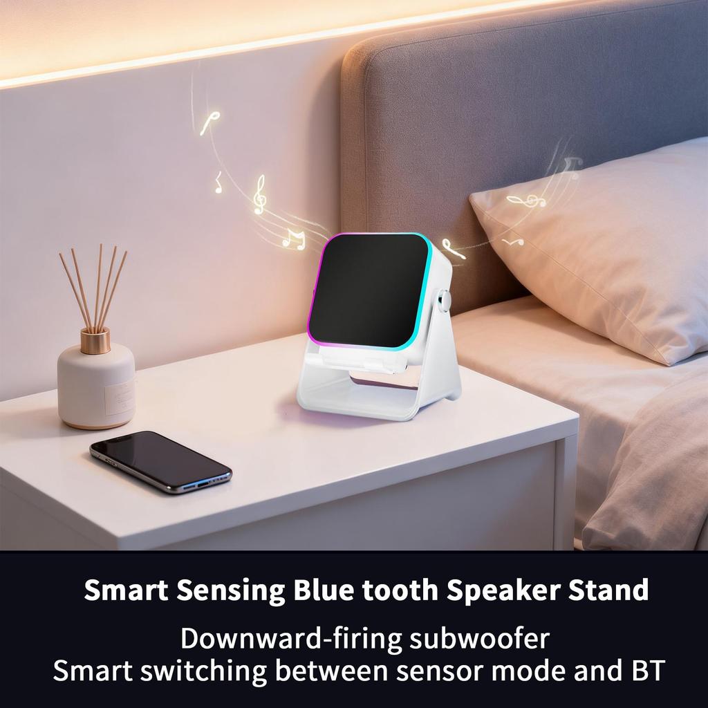 Induction Speaker For Phone with Light Foldable Station 10W Phone Holder Wireless Charger Speaker for Home Office Travel