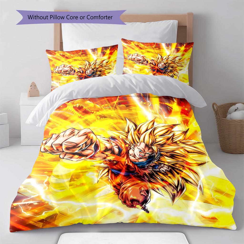 Dragon Ball Dynamic Pose Anime Bedding Set Duvet Cover Polyester Soft Comforter Bedroom Set -QJY