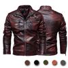 Herren Lederjacken Herbst Casual Motorrad Slim PU Jacke Biker Leder Mode Warm Mantel