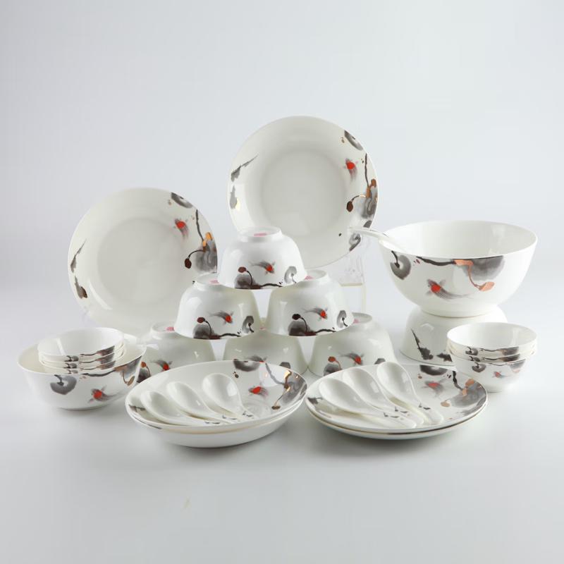 Shengshi Tangyun 28-Piece Bone China Dinnerware Set