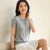 Women's Solid-Color Summer Polo-Neck Short-Sleeve Shirt Breathable, Comfortable, Simple, Commuter-Ready, Straight-Shoulder Top
