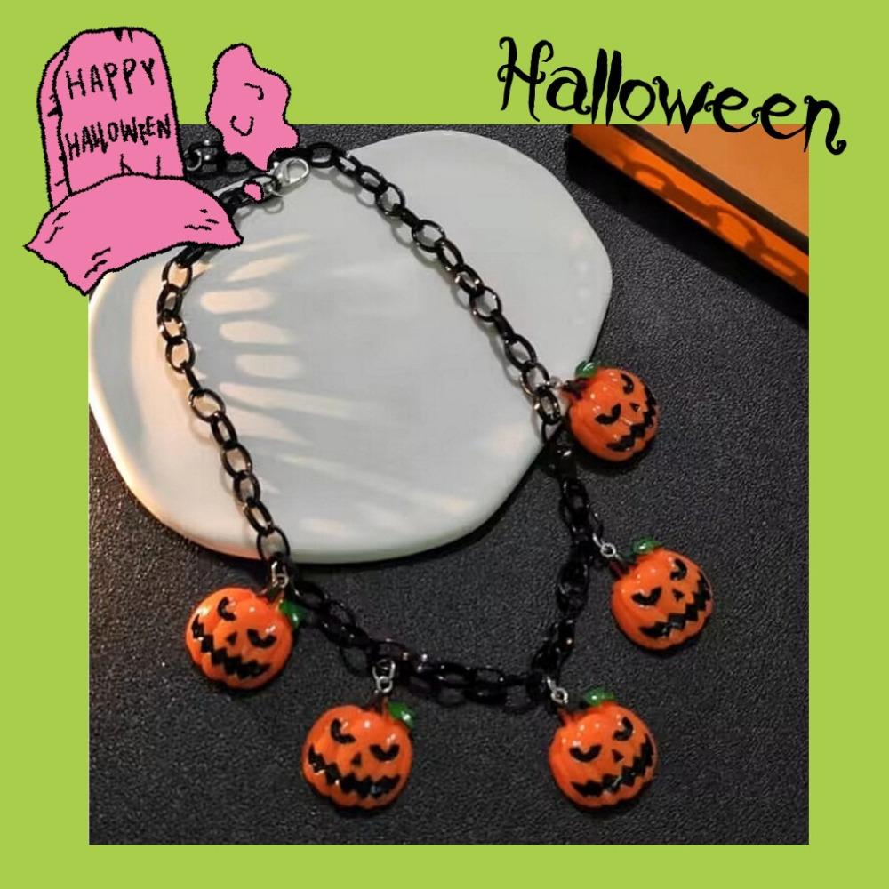 Gothic Halloween Necklace Cosplay Pumpkin Ghost Pendant Collarbone Chain DIY Necklace Girl Neck Chain for Party Prom Halloween