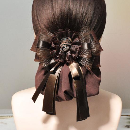 Lace Decorated Hair Accessories Bowknot Flower Decor Mesh Bag Hair