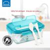 LOCK&LOCK 3-Compartment Glass Lunch Box with Cutlery