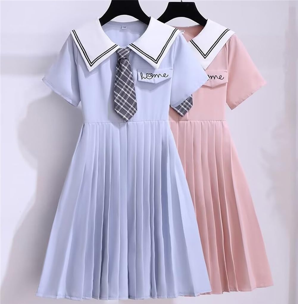 Summer Shirt Cute Short Sleeve Navy Sailor Pleated Sailor Princess Perfect for and Parties [Yhsuoxfd] Children's Dress, Girls' Dress, Dress, Style,