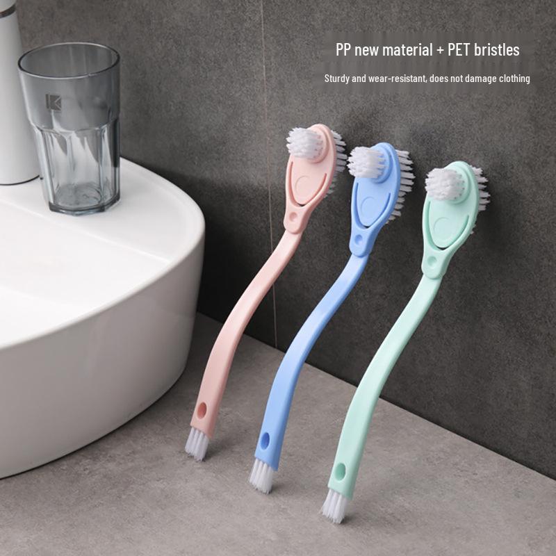 Three-Piece Household Cleaning Brush Set: Plastic Soft Bristle, Three-Head Shoe Brush, Laundry Brush, Scrub Brush, Small Brush.