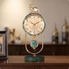 Table Clock with Pendulum Decorative Desk Marble-Look