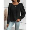 Women's Shirt Spring and Summer 2026 Round Neck Lace Casual Loose Women's Blouses Puff Sleeve Tops Vintage Elegant Solid Color Office Ladies Shirts