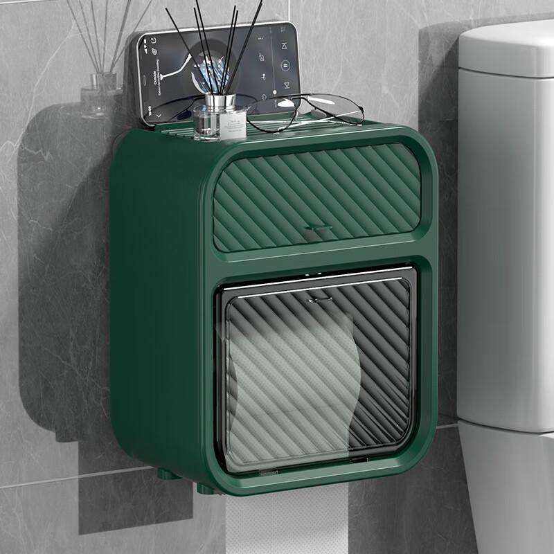 

Lilang No-Drill Wall-Mounted Bathroom Tissue Box with Shelf