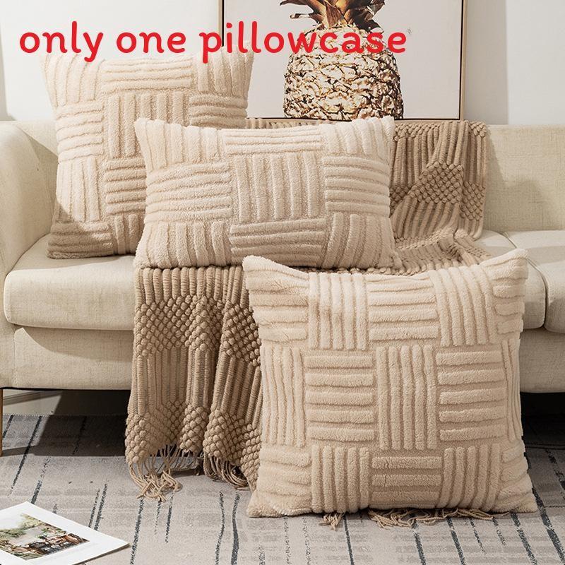 Color Striped Solid Snowflake Velvet Pillowcase Home Decoration Bedroom Sofa