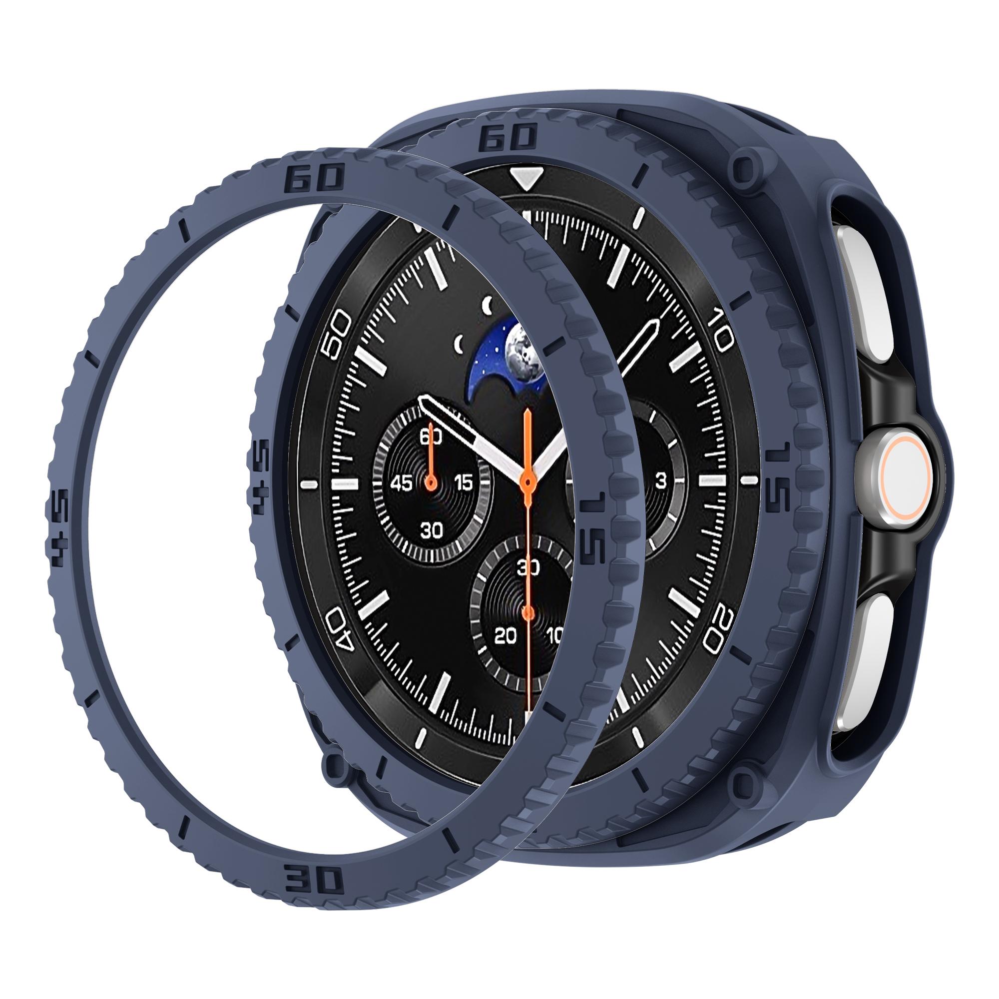 

Чохол для ПК+Захисне кільце-ваги Для Samsung galaxy watch 8 classic 46 мм Аксесуари Порожнистий бампер Для galaxy watch 8 classic чохол galaxy watch8classic синій