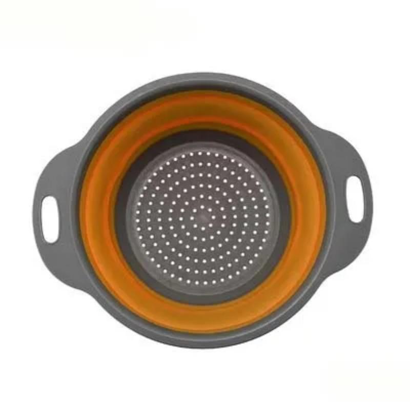Square Round Foldable Silicone Colander Fruit Vegetable Washing Basket Strainer Collapsible Drainer Handle Kitchen Bar Tools S