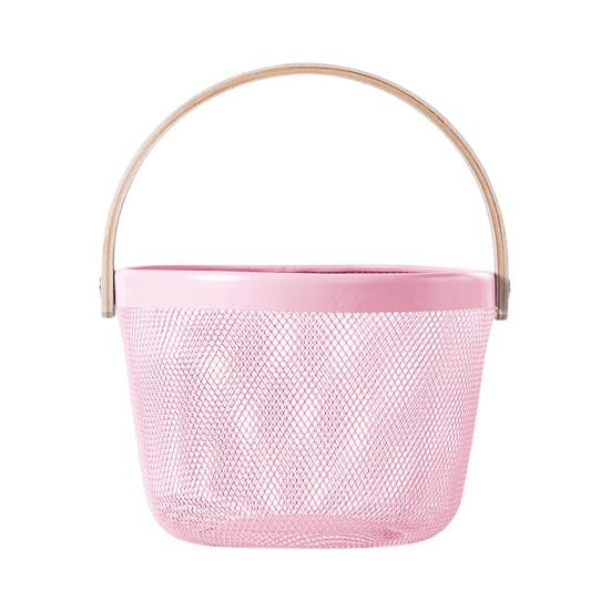 

Портативная корзина с ручкой, прочная проволочная сетка, круглая корзина для пикника, фруктовый хлеб, яйцо розовый
