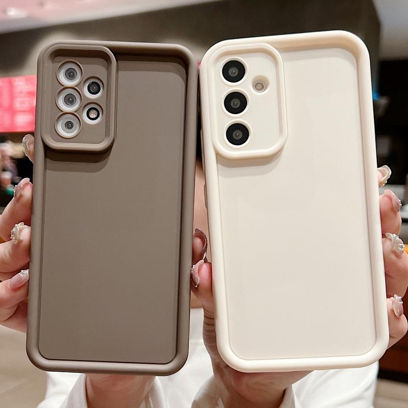 Einfarbige weiche Silikonhülle für Samsung Galaxy S25 Ultra S24 FE S23 A56 A36 A16 A55 A15 Stoßfeste Objektivschutzabdeckung