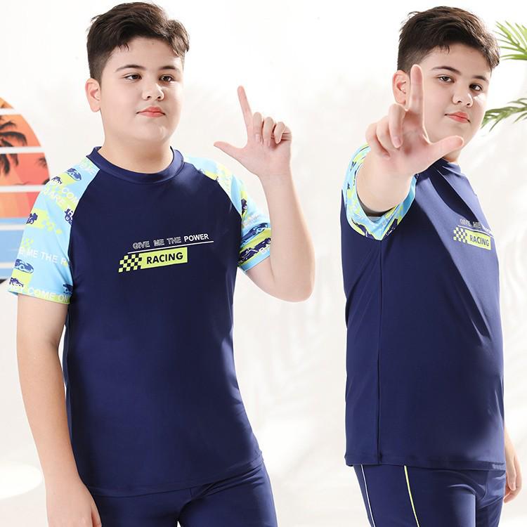 2026 Boys' Quick-Dry Two-Piece Swimsuit Set, Medium & Large Sizes, Customizable, Loose Fit