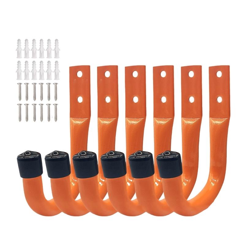 6pcs Wall Mount Hooks Large Metal Hooks Utility Garage Hooks for Garage Storage for Organizing Tool  Sports Equipment