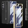 Zijde PU Leer Gehard Beschermfolie Penhouder met Pen Telefoonhoesje voor Samsung Galaxy Z Fold 7 Fold7 Scharnier Beschermhoes