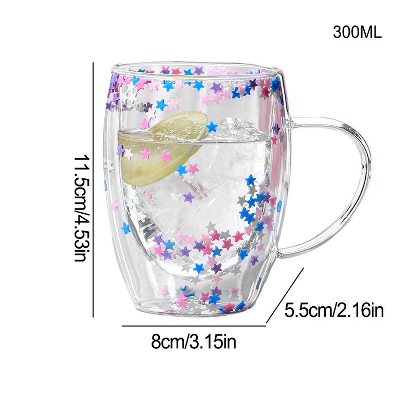 Double Layer Glass Cups High Borosilicate Milk Coffee Cups Christmas Cups Quicksand Double Wall Coffee Mug Water Bottle