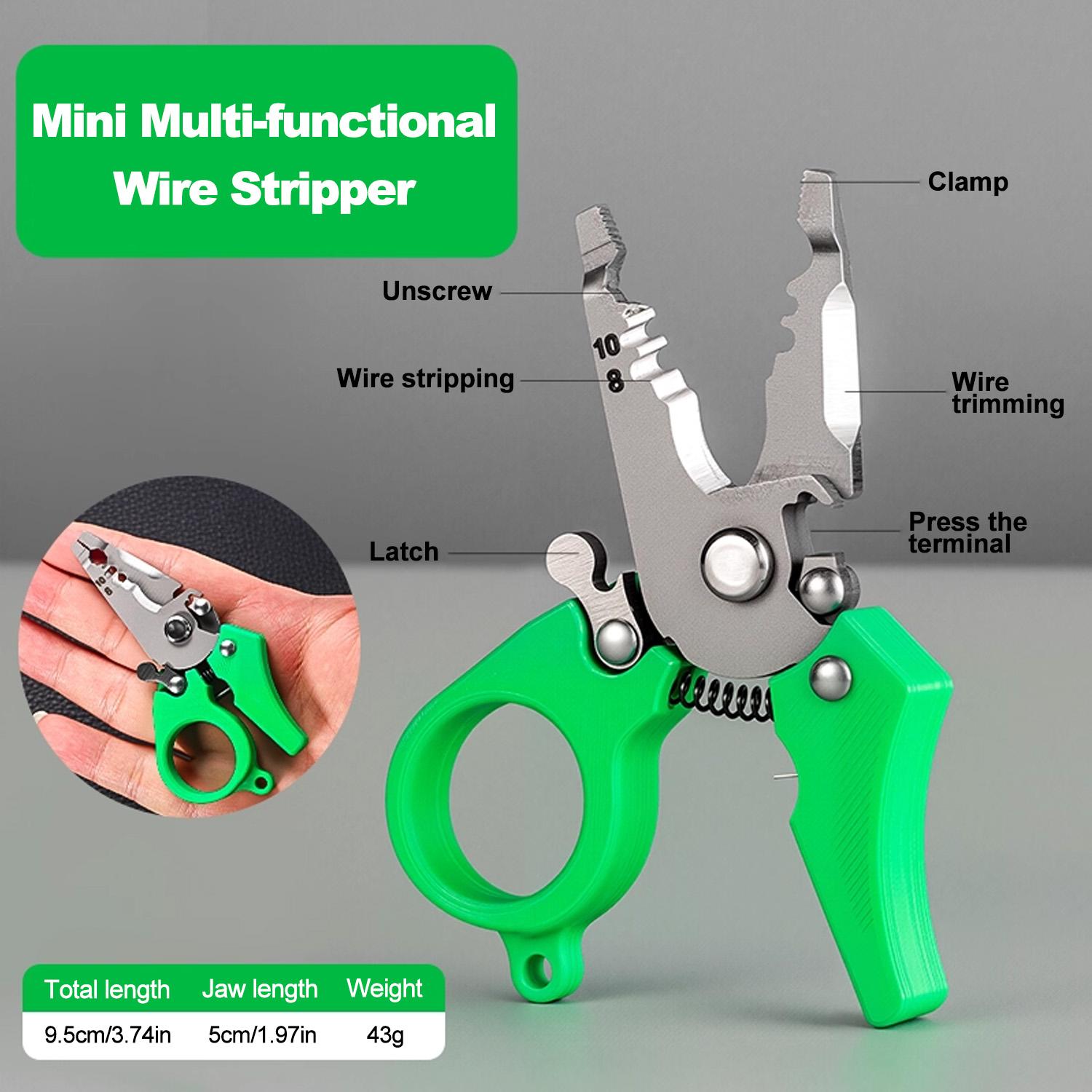 

Mini Wire Strippers Pliers Multi-Function Pocket-Sized Splitting Wire Stripper Electricians Cable Cutting Crimping Pliers зелёный
