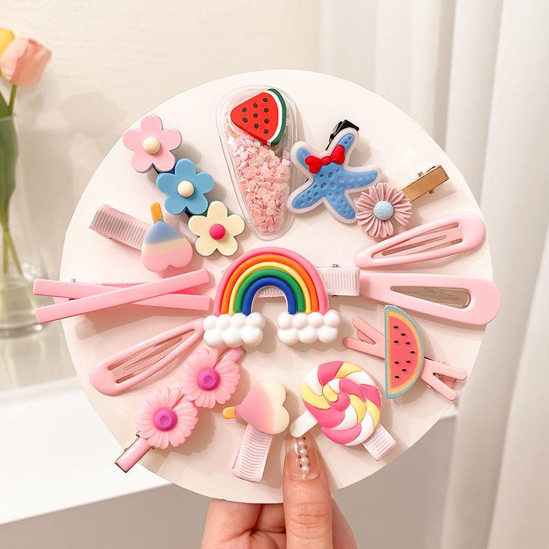 14 / 42Pcs Cartoon Baby Hair Clip Set Flower Fruit Baby Girl Barrettes Bangs Hairpins Kids Hair Accessories