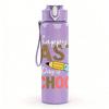 1PC Last School Script Letter 750ml Color Plastic Sports Water Bottle Leakproof Flip Straw Lid Suitable for Sports Office Home Use