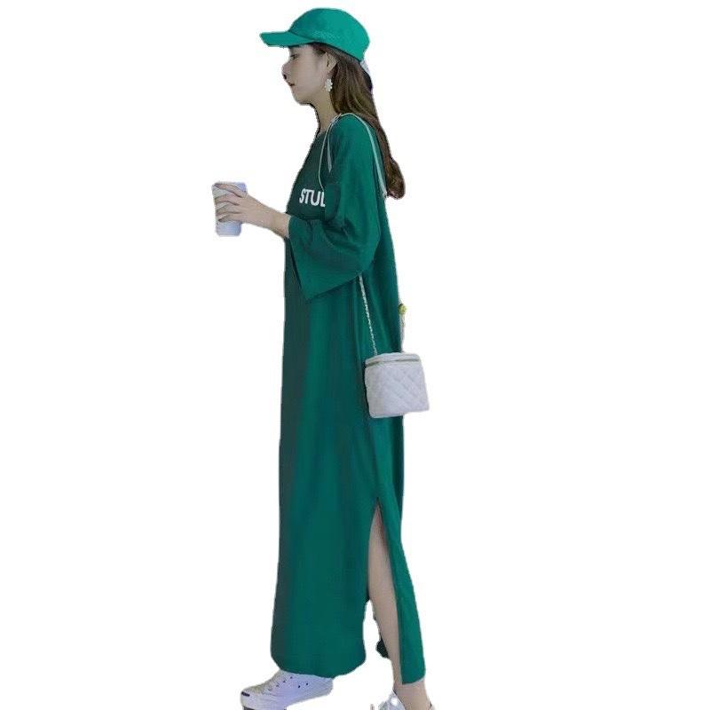 T-shirt Grande Taille Femme Grosse Mm Paresseux Manches Courtes Ample Au-dessus du Genou Robe Grande Taille Été Jupe Longue